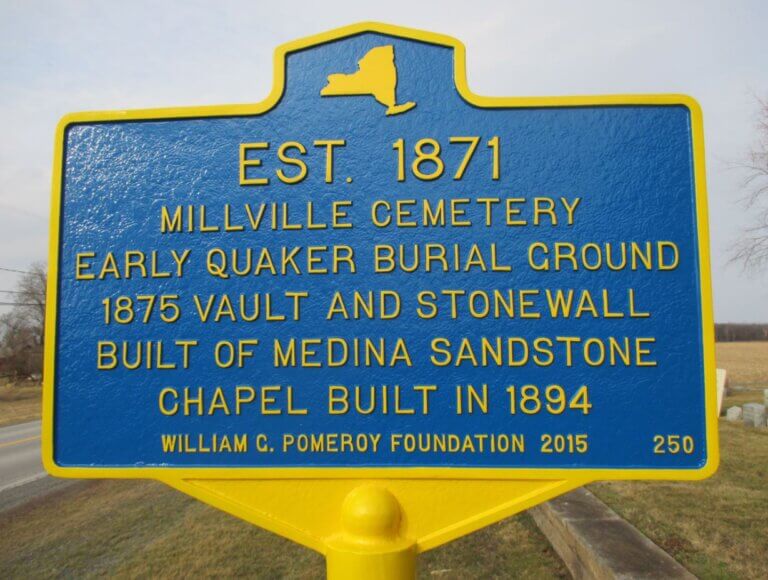 Millville Cemetery historical marker.