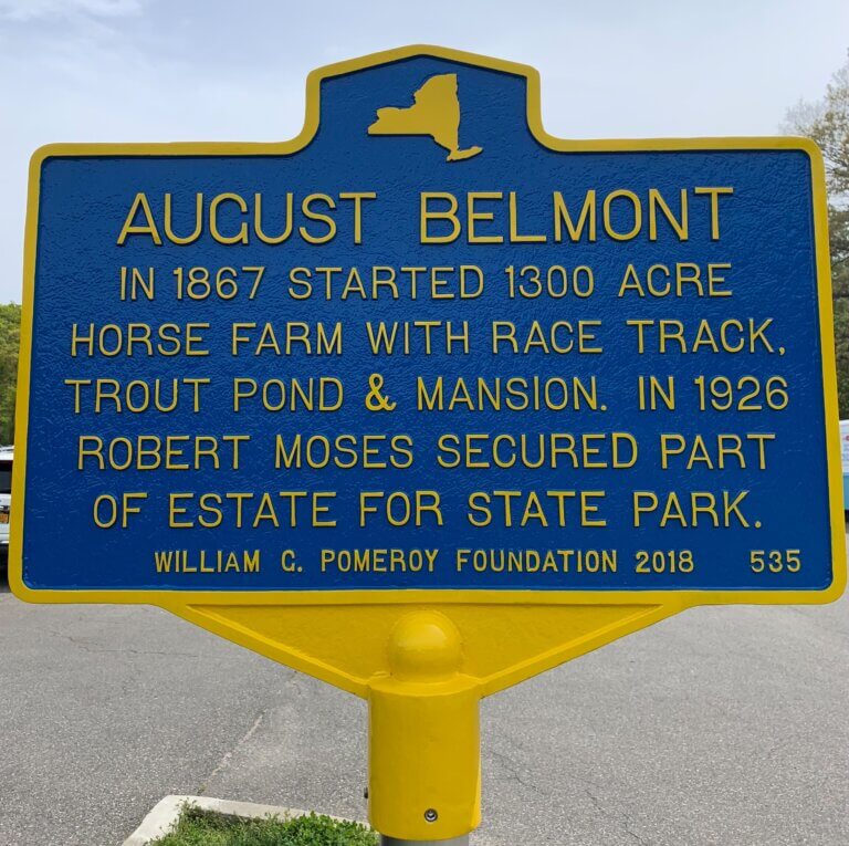 NYS historical marker for August Belmont.
