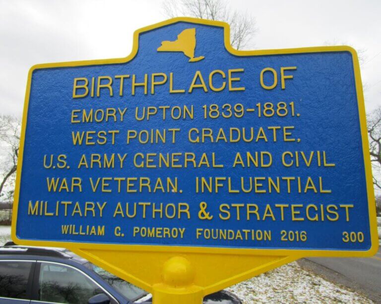 Historical marker for the birthplace of Emory Upton.