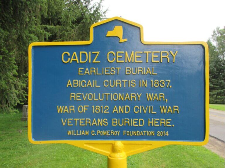 Cadiz Cemetery historical marker.