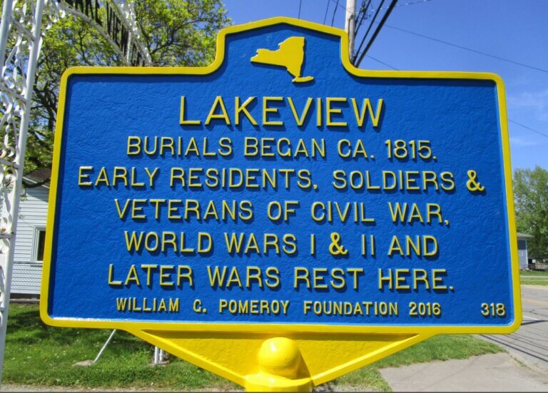 Lakeview Cemetery historical marker.