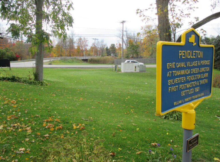 New York State historical marker for Pendleton.