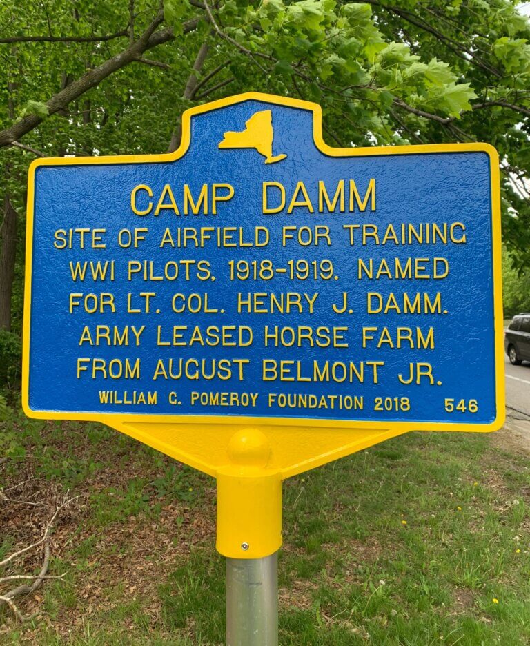NYS historical marker for Camp Damm.