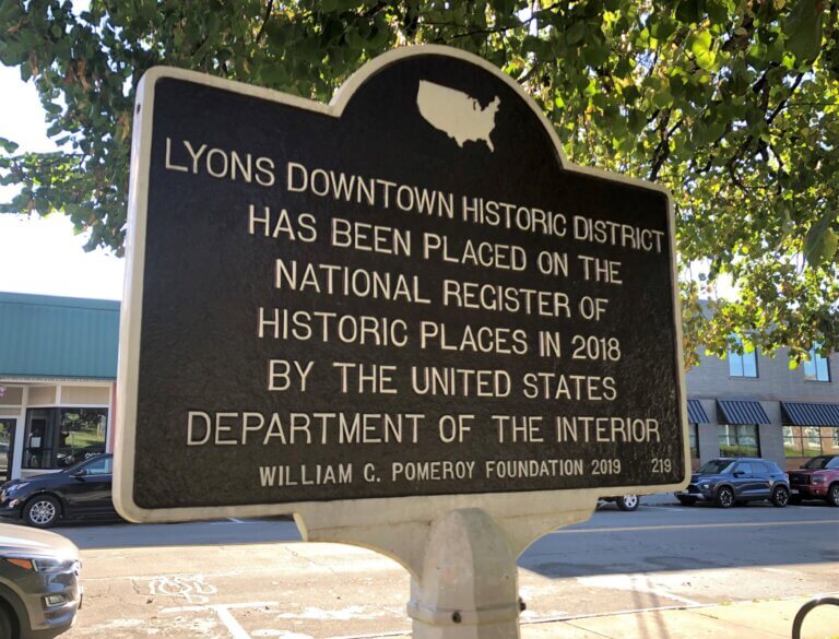 National Register marker for Lyons Downtown Historic District, Lyons, NY.