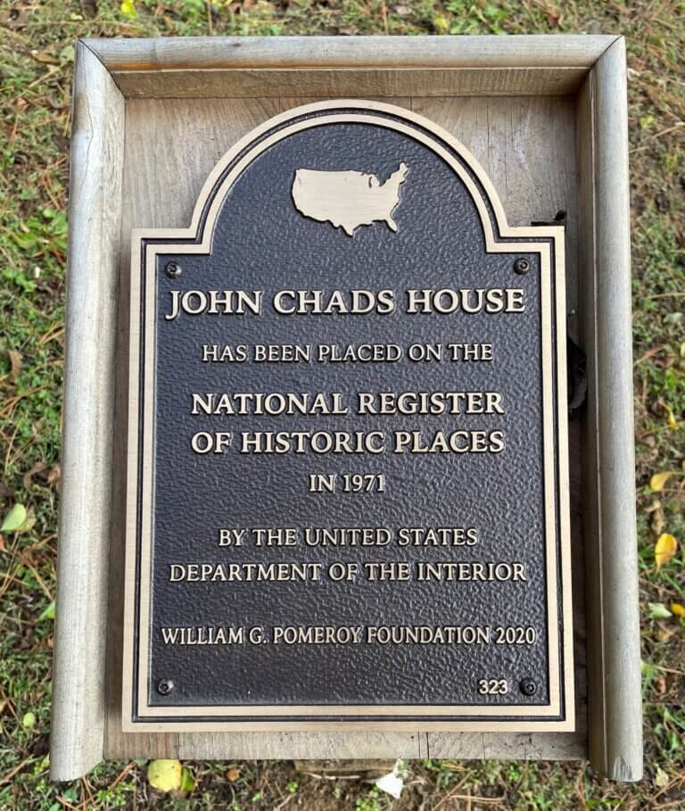 National Register plaque for John Chads House in Pennsylvania.