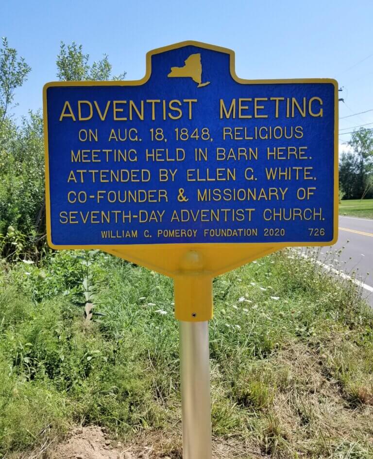 New York State historical marker for Adventist Meeting.