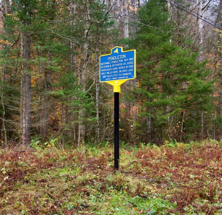 New York State historical marker for Pendleton.