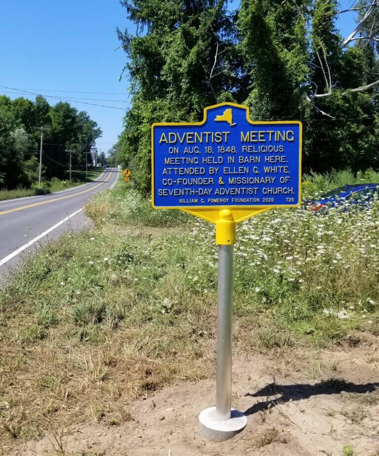 New York State historical marker for Adventist Meeting.