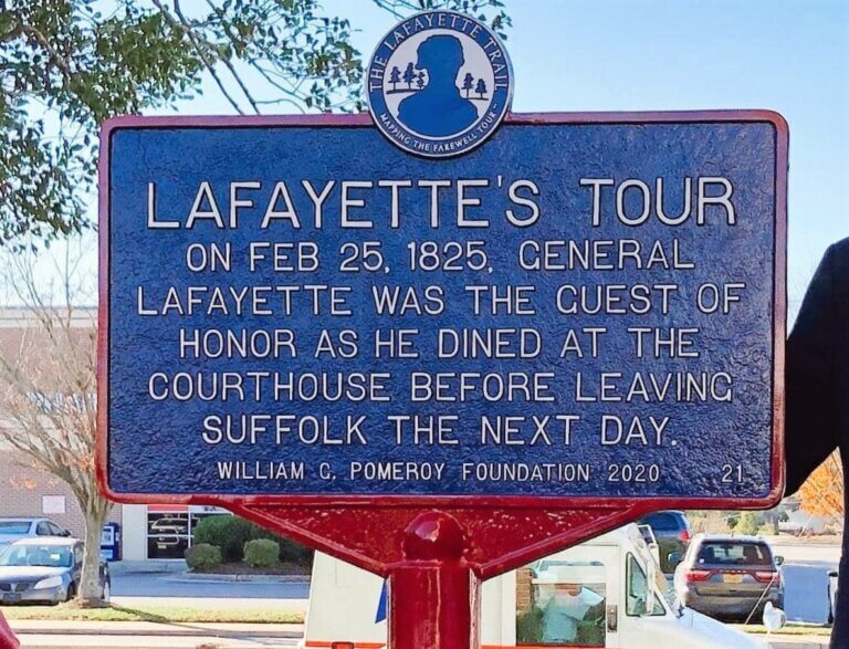 Lafayette Trail historical marker, Suffolk, Virginia.