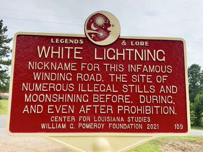 Legends & Lore marker for White Lightning, Louisiana.