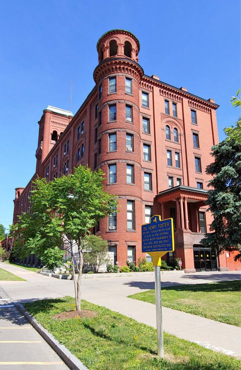 NYS historical marker for Dr. Henry Foster, Clifton Springs, New York.