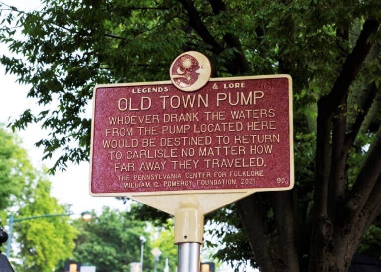 Legends & Lore marker for Old Town Pump, Carlisle, Pennsylvania.
