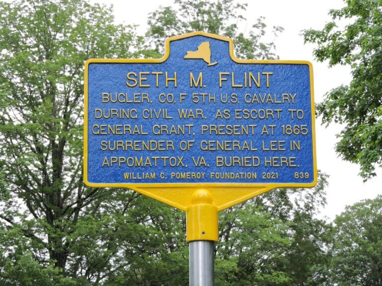 New York State historical marker for Seth M. Flint.
