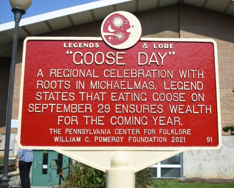 Legends & Lore marker for Goose Day in Pennsylvania.