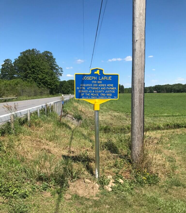 New York State historical marker for Joseph LaRue.