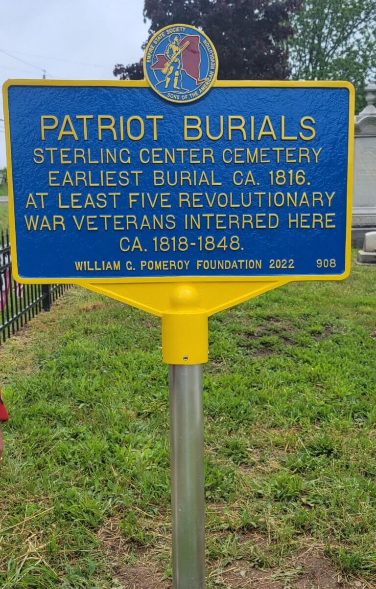 Patriot Burials marker for Sterling Center Cemetery.