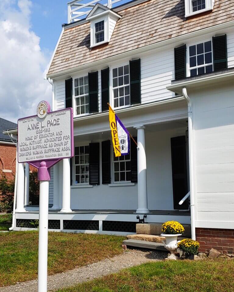 National Votes for Women Trail marker honoring Anne L. Page, Danvers, Massachusetts.