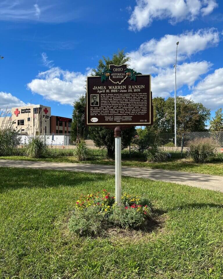 Ohio historical marker funded by the William G. Pomeroy Foundation. Marker for James Warren Rankin.