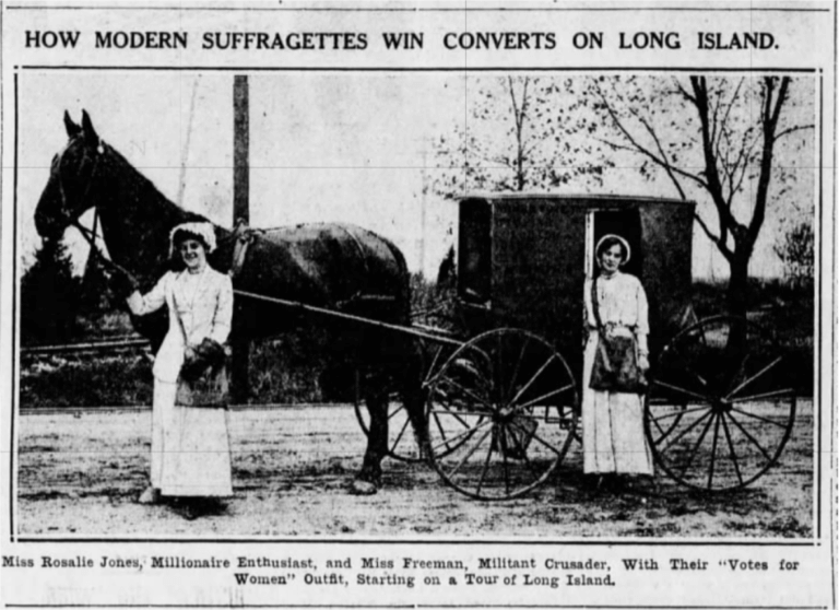 Suffragists with horse-drawn cart. Brooklyn Daily Eagle, May 14, 1912.