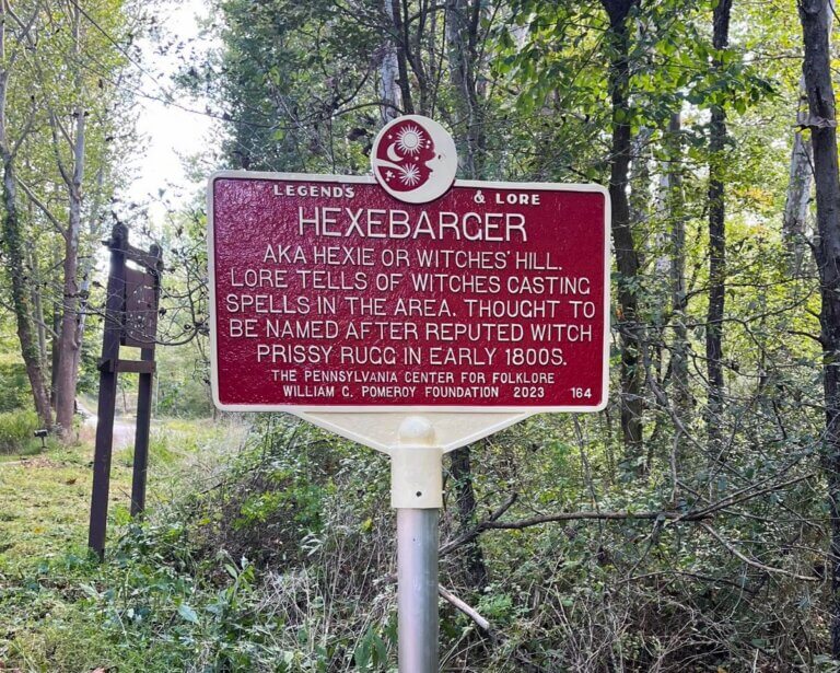 Hexebarger Legends & Lore marker, Confluence, Pennsylvania. Marker funded by the William G. Pomeroy Foundation.