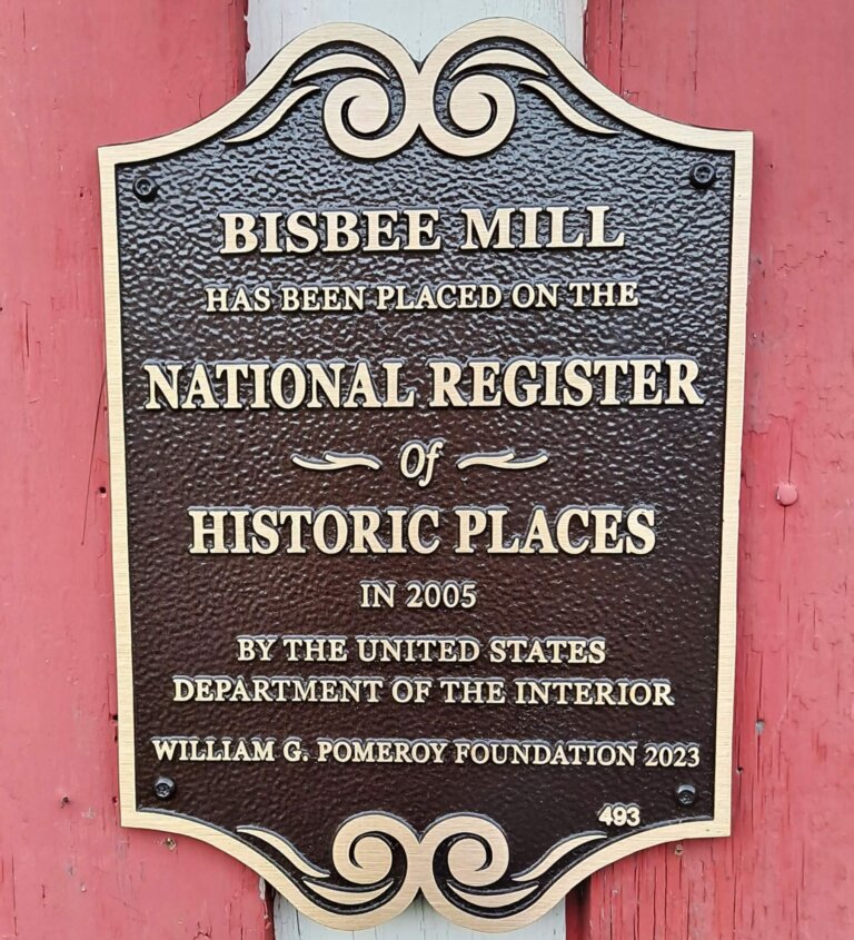 Bisbee Mill National Register plaque example.