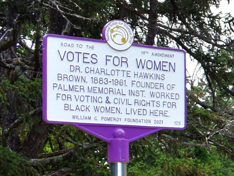 National Votes for Women Trail marker honoring Dr. Charlotte Hawkins, Gibsonville, North Carolina.