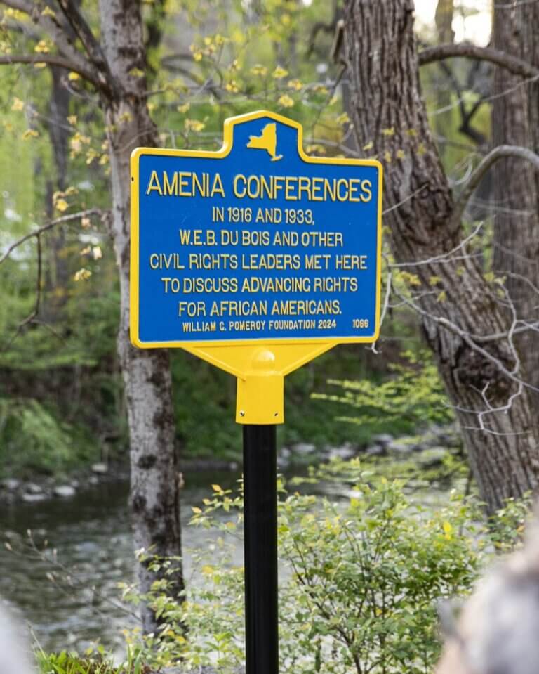 NYS marker for Amenia Conferences, Troutbeck, NY. Marker funded by the William G. Pomeroy Foundation.