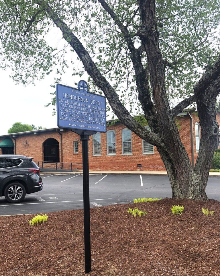 Historic Transportation program, Henderson Depot historical marker, Henderson, North Carolina.
