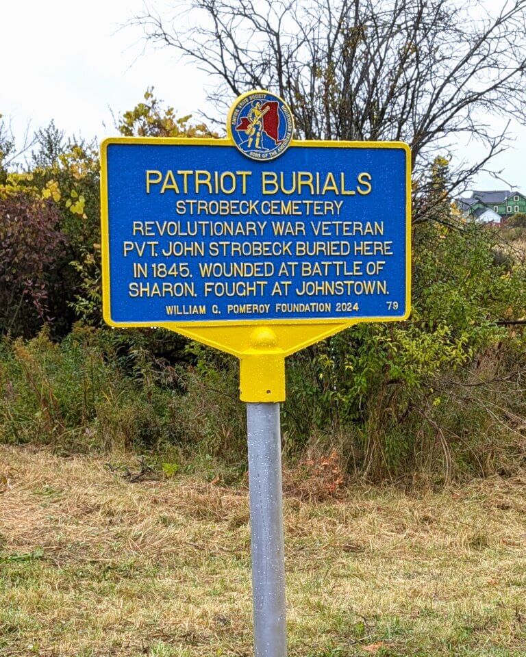 Patriot Burials marker for Strobeck Cemetery, Cobleskill, NY.