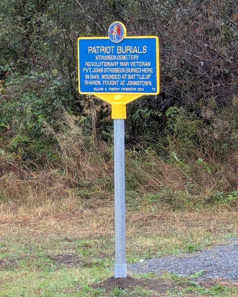Patriot Burials marker for Strobeck Cemetery, Cobleskill, NY.
