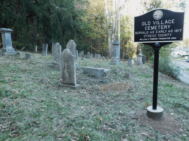 NYS Cemetery marker for Old Village Cemetery, Gilbertsville, New York.