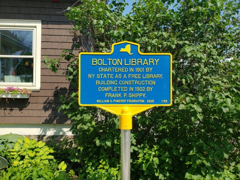Bolton Library marker, Bolton, NY