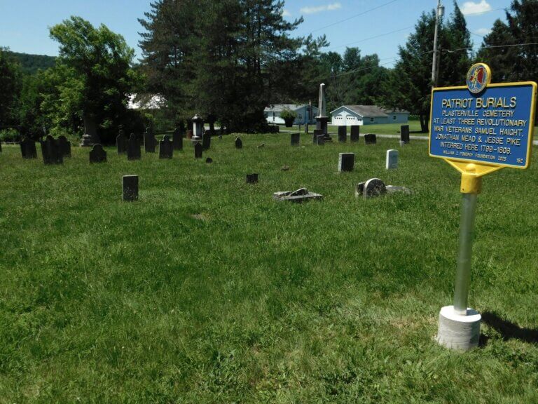 Patriot Burials marker at Plasterville Cemetery, Norwich, NY.