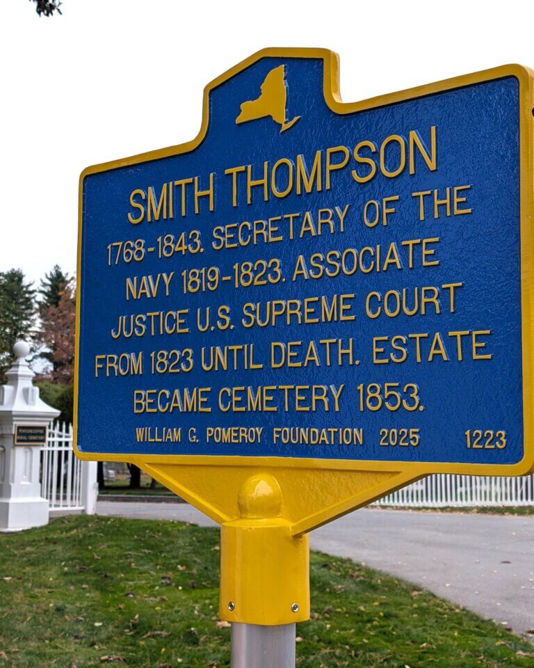 Pomeroy Foundation NYS historical marker for Smith Thompson, Poughkeepsie, NY.